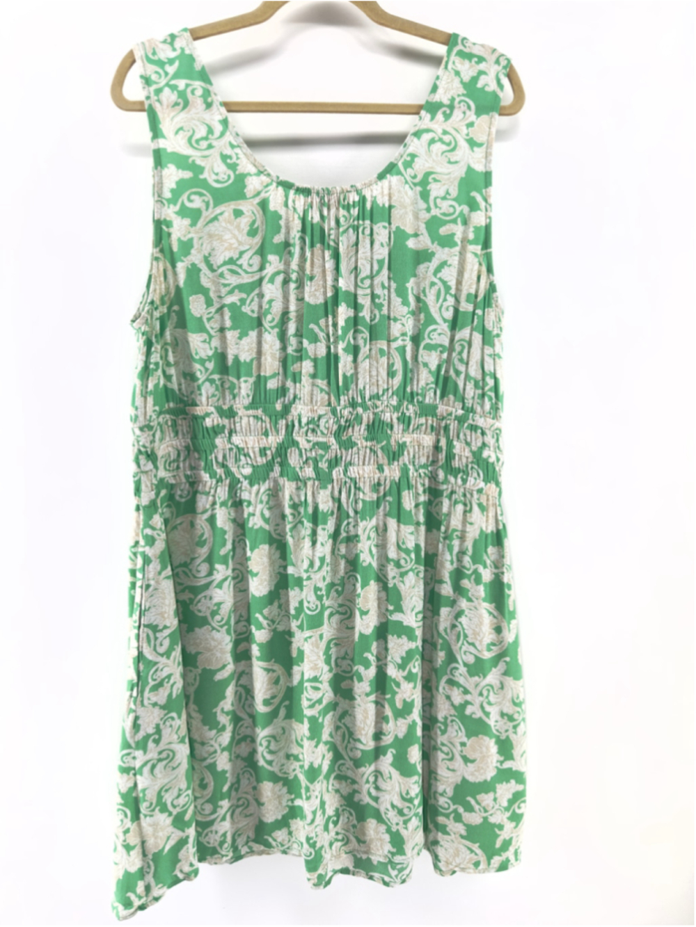NWT $85 LOFT Outlet Green & Beige FLORAL Sleeveless BOHO SPRING Dress WOMENS XL - Picture 7 of 7